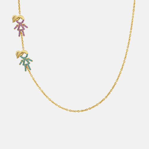 Two Kid Custom Birthstone Necklace